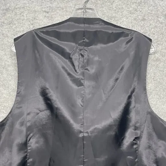 Mens 46R Black Pinstripe Formal Vest Classic 5-Button Dress Waistcoat Wedding - Picture 6 of 7